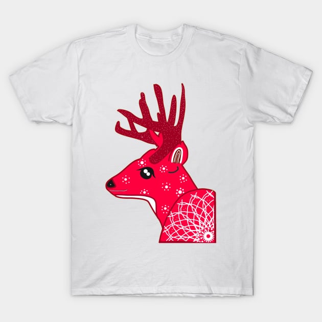 Red Deer T-Shirt by Asafee's store